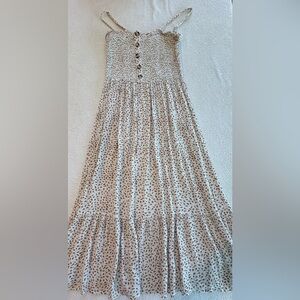 Rip Curl Playa Maxi Dress Tan Cream Print Beachy Boho Size L